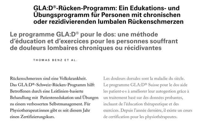 GLA:D Rücken-Programm