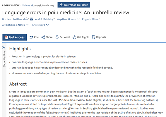 Language errors in pain medicine: An umbrella review