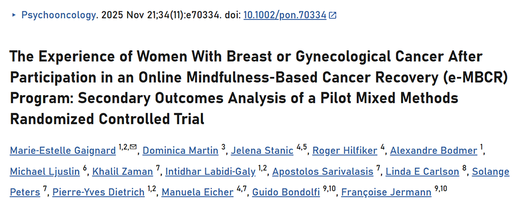 The Experience of Women With Breast or Gynecological Cancer After Participation in an Online Mindfulness‐Based Cancer Recovery (e‐MBCR) Program: Secondary Outcomes Analysis of a Pilot Mixed Methods Randomized Controlled Trial