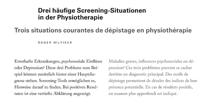 Drei häufige Screening-Situationen
in der Physiotherapie